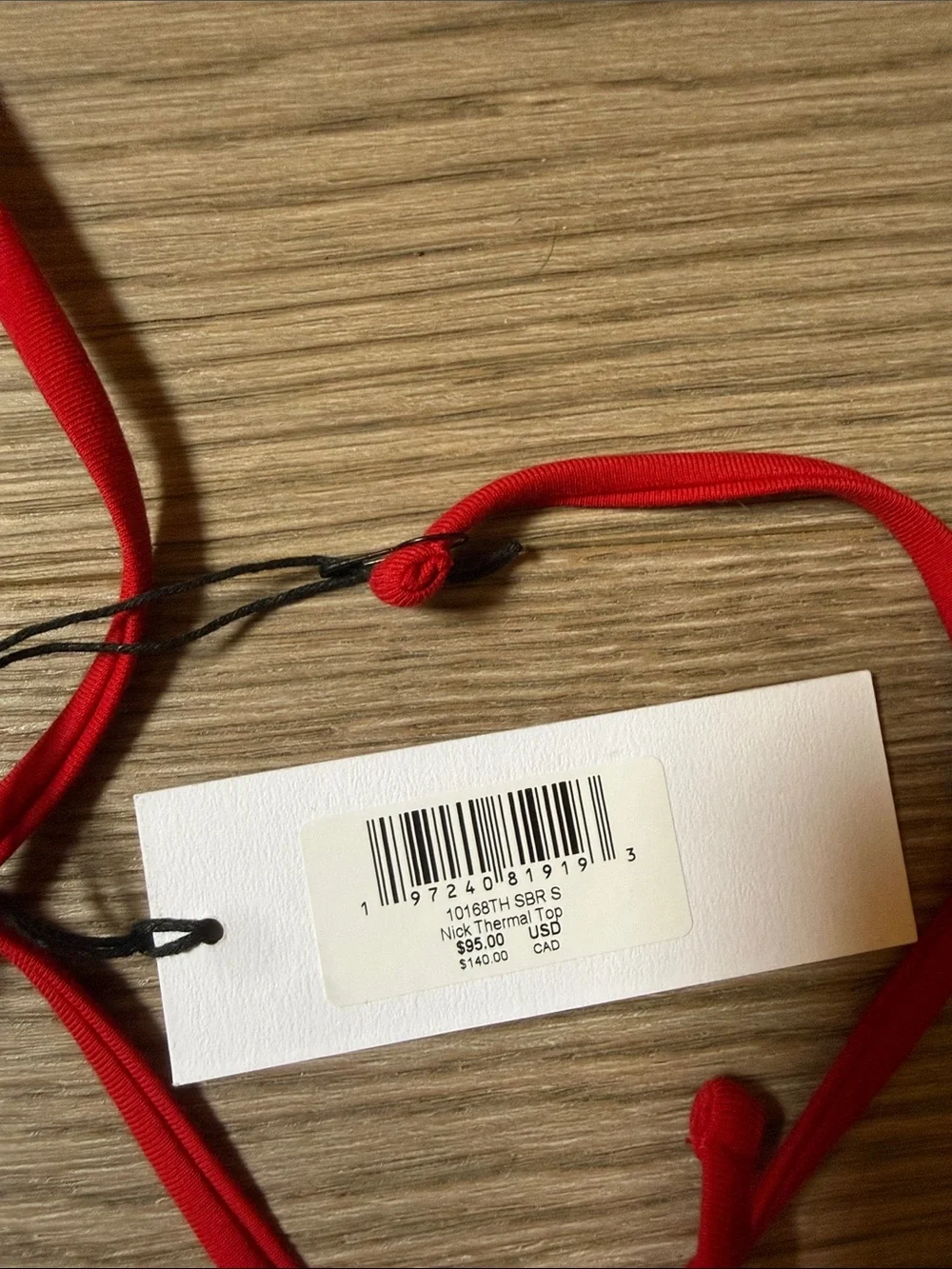 Frankie’s Bikinis “Nick” triangle halter top in Strawberry Red